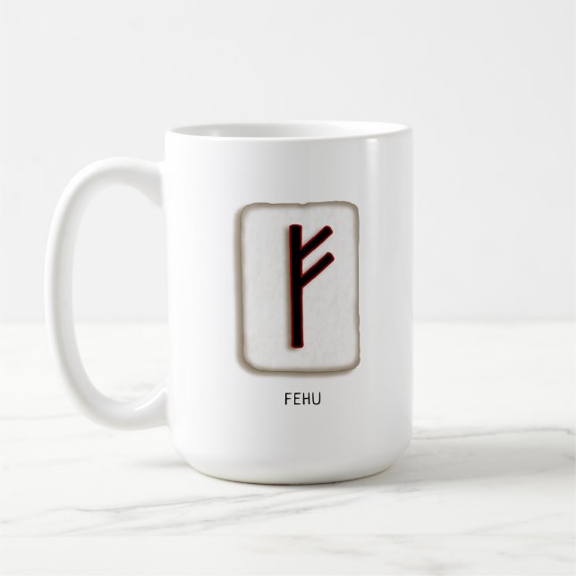 Fehu Rune Stone Mug (Left)