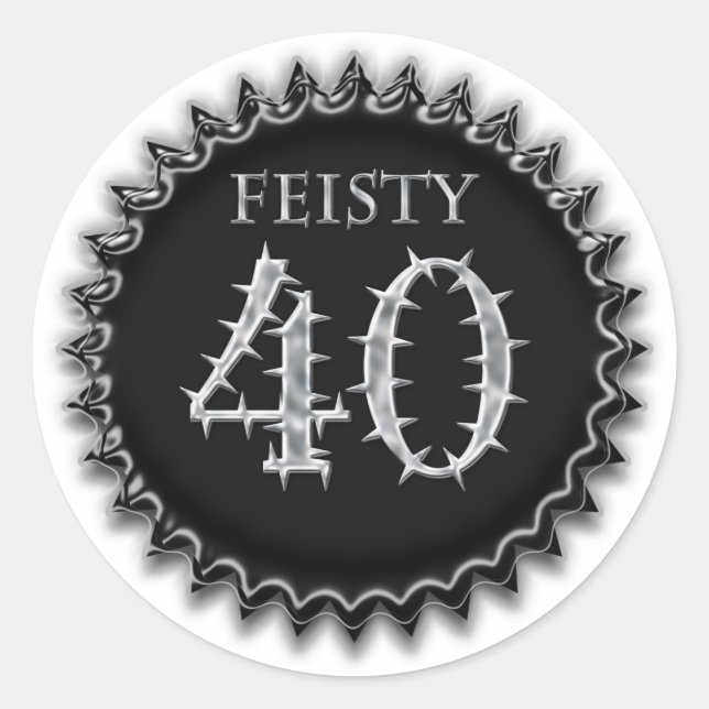 Feisty 40 classic round sticker (Front)