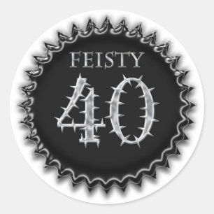Feisty 40 classic round sticker