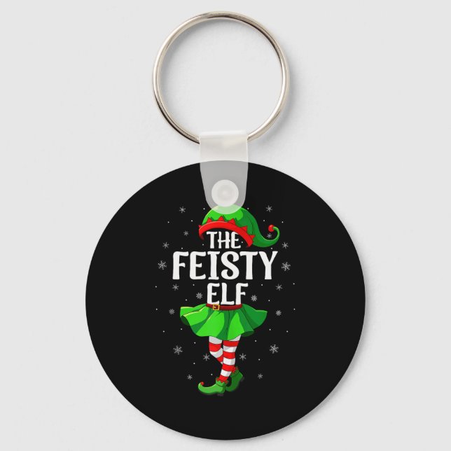 Feisty Elf Christmas Girls Women Elf Squad Xmas Fa Key Ring (Front)