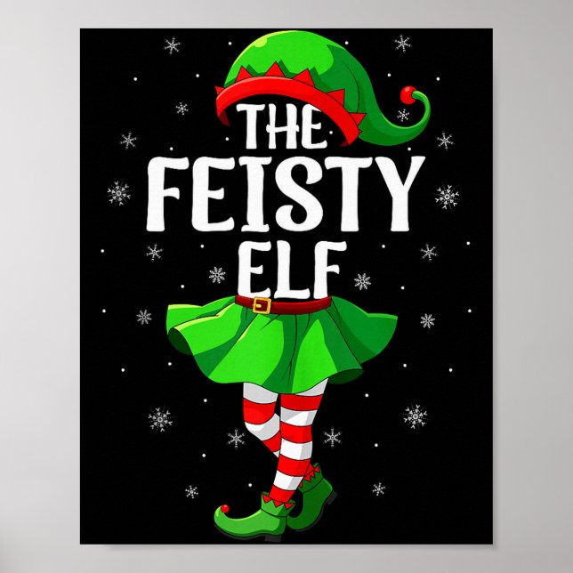 Feisty Elf Christmas Girls Women Elf Squad Xmas Fa Poster (Front)
