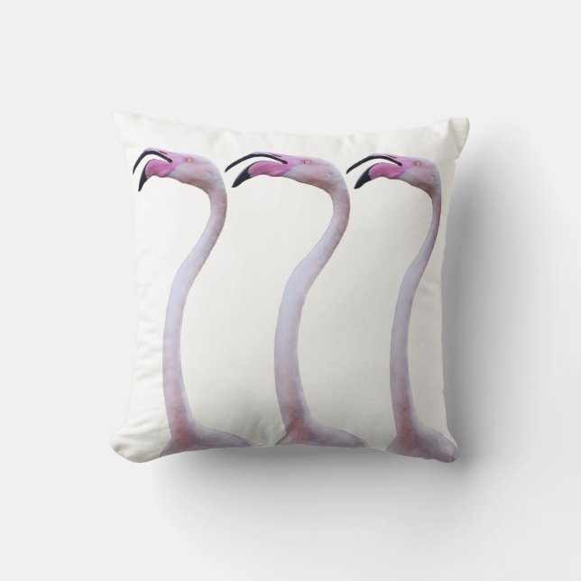 Feisty Flamingo Pillow (White) (Front)