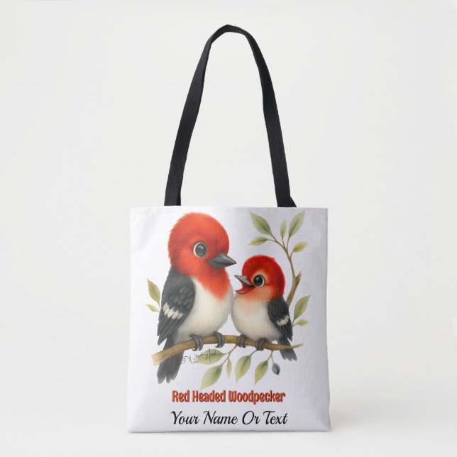 Feisty Red-headed Woodpecker Tote Bag (Front)