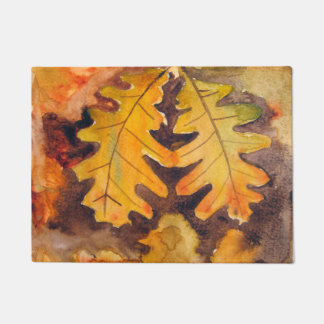 Felcould with Fall Leaf Watercolor Doormat