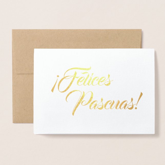 Felices Pascuas Happy Easter Spanish Blank Foil Card (Front With Envelope)