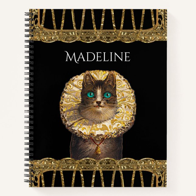 Felicette Knight Pretty French Kitty II Monogram Notebook (Front)