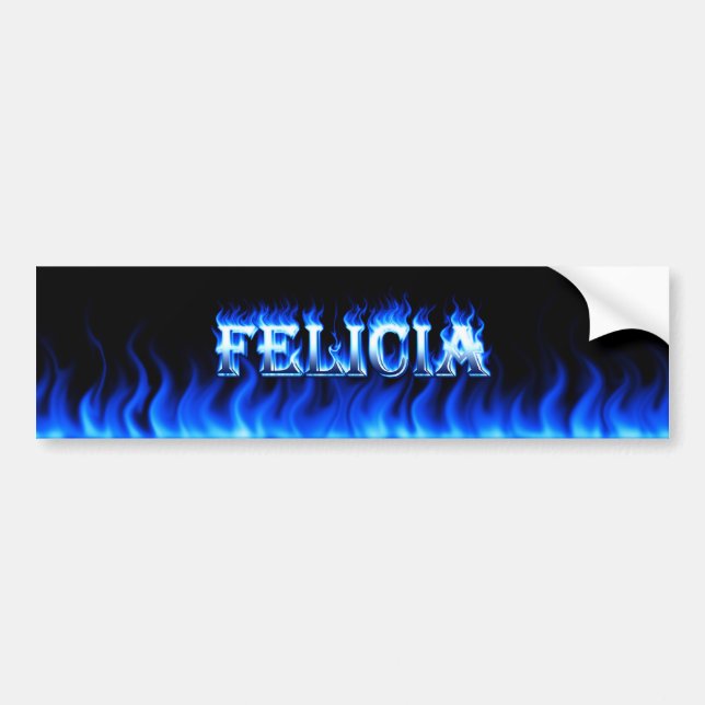 Felicia blue fire and flames bumper sticker design (Front)