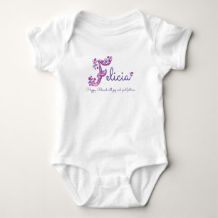 Felicia girls name & meaning F monogram art Baby Bodysuit