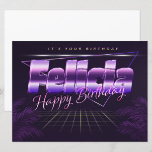 Felicia Name Vorname lila retro Karte Geburtstag Card