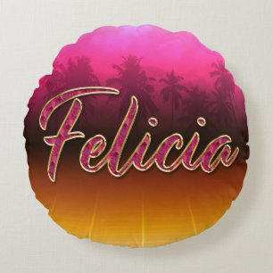Felicia Vorname Name golden pink Kissen Round Cushion