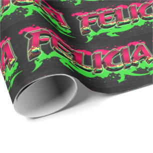 Felicia Vorname Name Graffiti red green Wrapping Paper