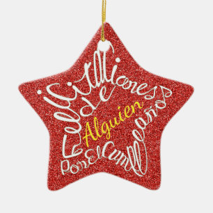 Felicitaciones cumpleaños en forma de estrella ceramic ornament