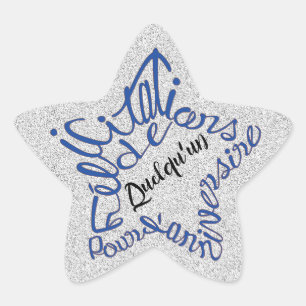 Félicitations pour l'anniversair en forme d'étoile star sticker
