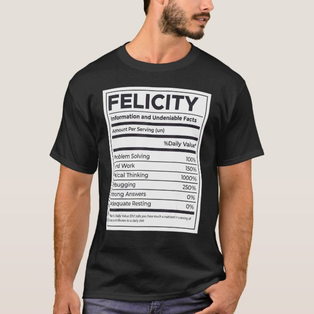 Felicity Nutrition Information Problem Solving Har T-Shirt (Front)