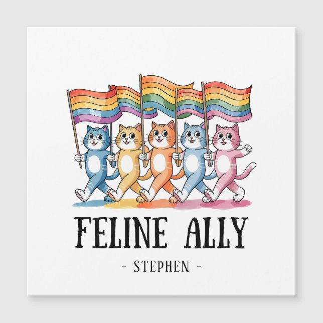 Feline Ally – Rainbow Cat LGBTQ Pride (Front)