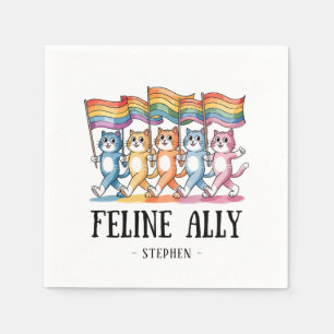 Feline Ally – Rainbow Cat LGBTQ Pride Napkin