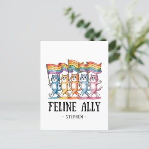 Feline Ally – Rainbow Cat LGBTQ Pride Postcard
