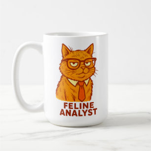 Feline Analyst – Funny Retro Cat  Gift Cup 