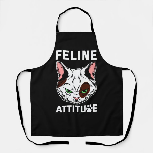 Feline Attitude Cat Mood Pet Character Apron (Front)
