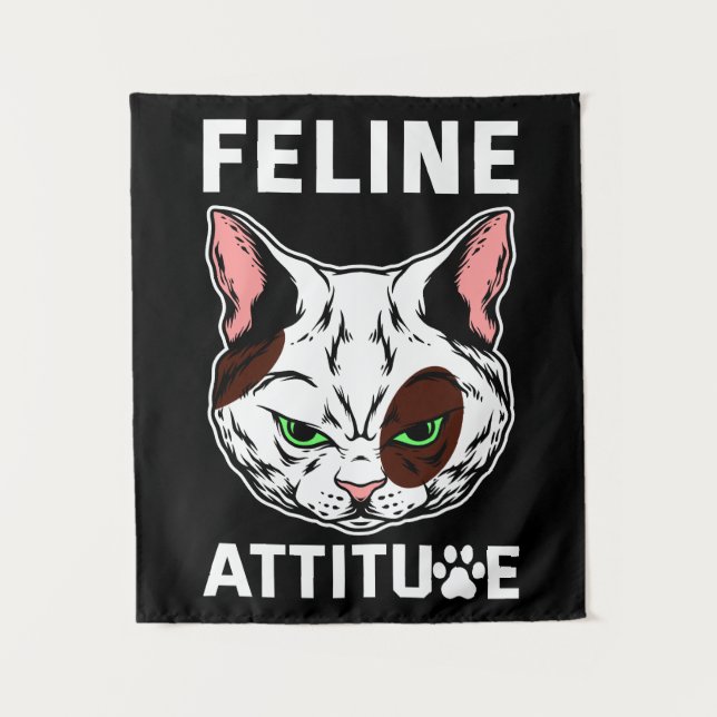 Feline Attitude Cat Mood Pet Character Tapestry (Front)