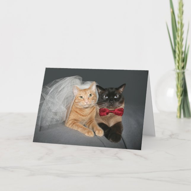Feline Bride and Groom Announcement (Front)