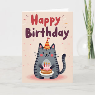 Feline Cake Birthday Card