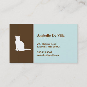 Feline cat blue brown pet personal calling card