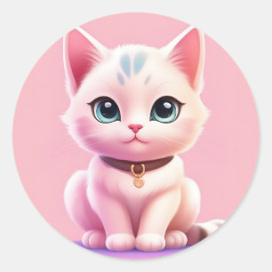 Feline Cat Pastel Classic Round Sticker