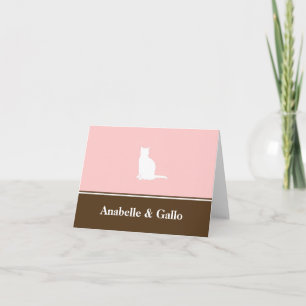 Feline cat pet pink name custom note card blank