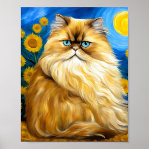 Feline Cat Portrait Bloom Poster
