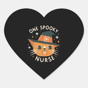 Feline Charm Meets Healthcare - One Spooky Nurse C Heart Sticker