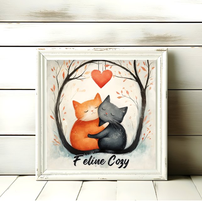 Feline Cosy Snuggly Cat Love Art Poster Wall Art (Creator Uploaded)