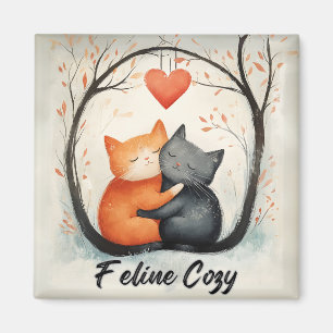 Feline Cosy Snuggly Cats Kitten Love Art  Magnet