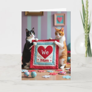 Feline Crafted Mothers Day Heart Card