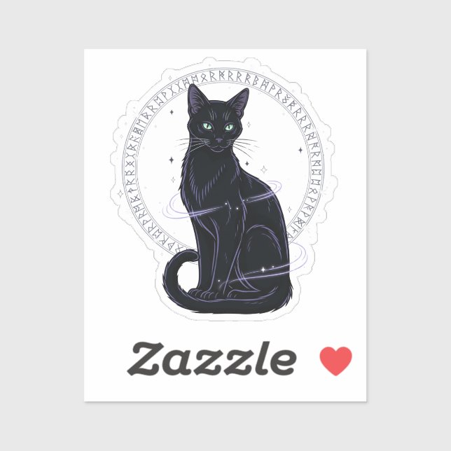 Feline Familiar – Gothic Black Cat with Runes (Sheet)