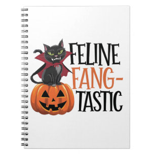 Feline Fang-tastic Halloween Vampire Cat Design Notebook