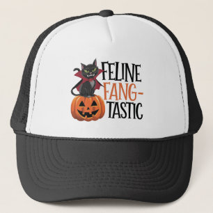 Feline Fang-tastic Halloween Vampire Cat Design Trucker Hat