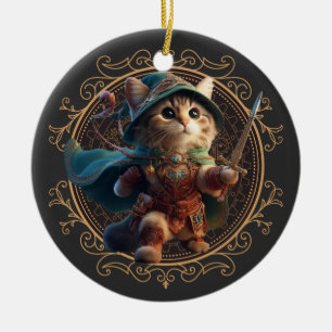 Feline Fantasy Adventure Ceramic Ornament
