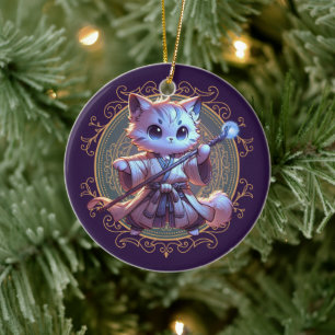 Feline Fantasy Adventure Ceramic Ornament