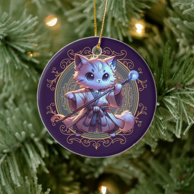 Feline Fantasy Adventure Ceramic Ornament (Tree)