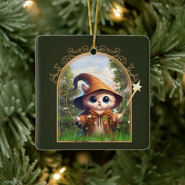 Feline Fantasy Adventure Ceramic Ornament (Tree)