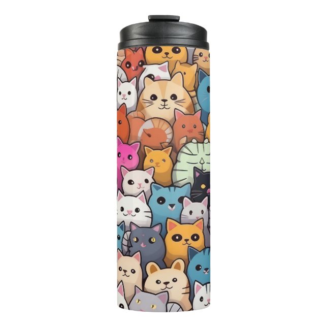 Feline Fantasy: Cute Anime Cats Galore Thermal Tumbler (Front)