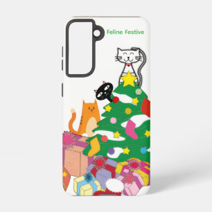 Feline Festive Cats Christmas Galaxy Case – White