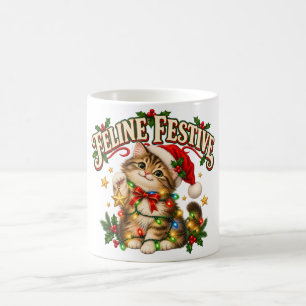 Feline Festive Funny Christmas Kitten Mug