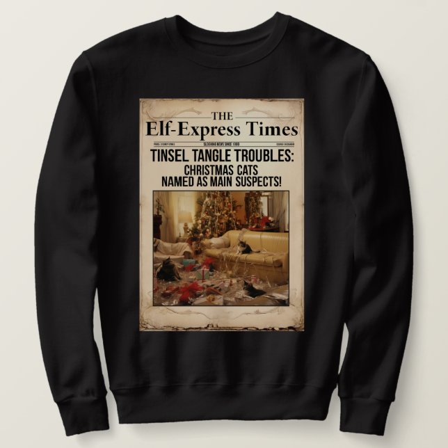 Feline Festive: The Ultimate Man's Christmas Cat  Sweatshirt (Design Front)