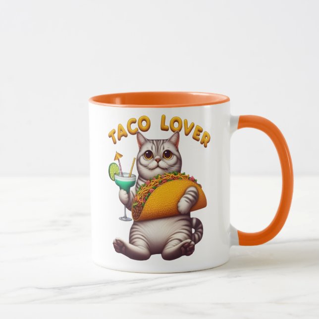 Feline Fiesta With Taco and Drink Mug (Right)