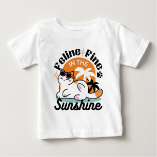 Feline Fine in the Sunshine – Relaxed Tropical Cat Baby T-Shirt