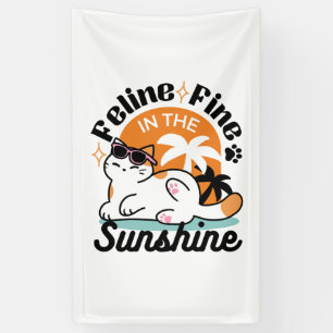 Feline Fine in the Sunshine – Relaxed Tropical Cat Banner