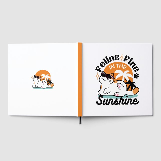 Feline Fine in the Sunshine – Relaxed Tropical Cat Guest Book (Full)