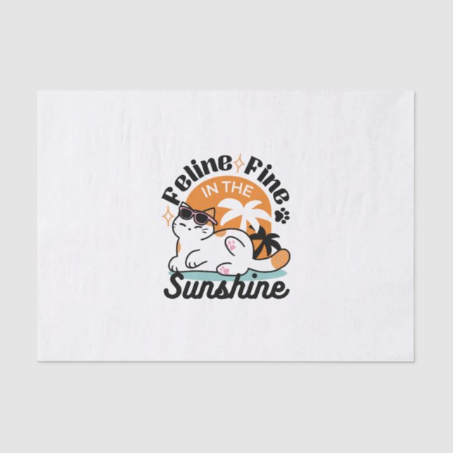 Feline Fine in the Sunshine – Relaxed Tropical Cat Tissue Paper (Front)